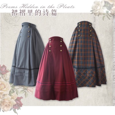 Surface Spell Poems Hidden In The Pleats Vintage Long Skirt(Limited Pre-Order/3 Colours/Full Payment Without Shipping)